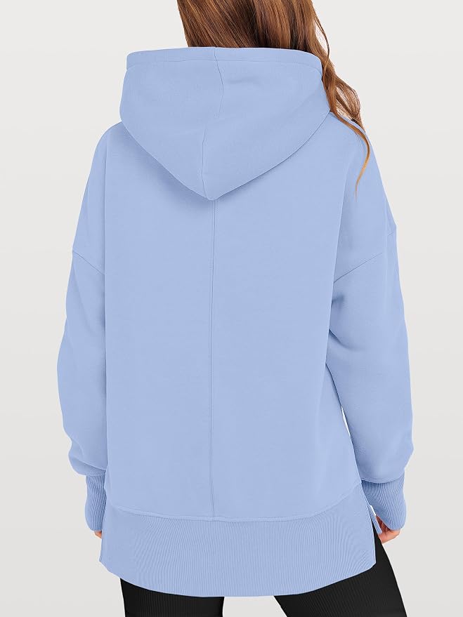 ANRABESS Womens Oversized Hoodies Long Sleeve Fleece Side Slit Hooded Sweatshirts Pullover 2026 Fall Outfits Y2K Clothes