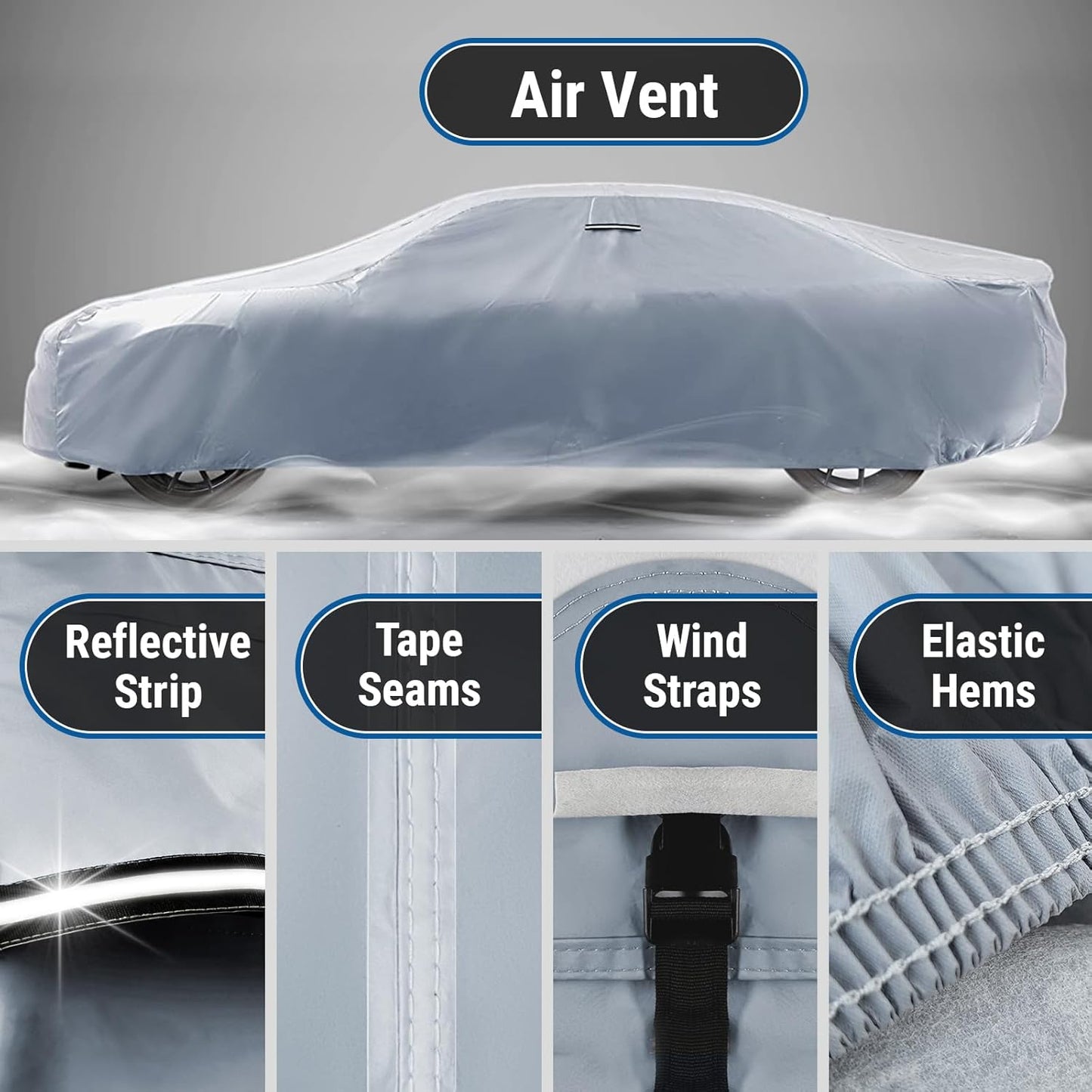 iCarCover Custom Car Cover for Chevy Business Coupe (1947-1953) Waterproof All Weather Rain Snow UV Sun Protector Full Exterior Indoor Outdoor Car Cover (Stripe - Gray/Black)