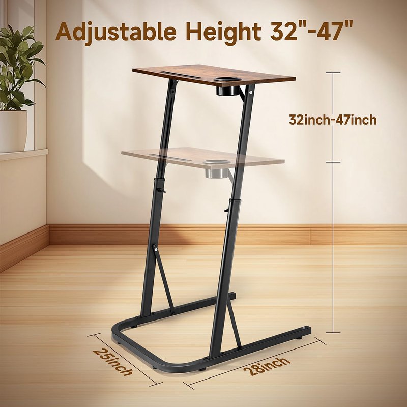 VTORY Adjustable Standing Desk for Walking Pad Treadmill, Desk for Bike/Cycling, Stand Table for Treadmill Walking Pad, Bike/Walking Pad/Treadmill Trainer Desk Stand, Attachment, Bar for Walking Pad