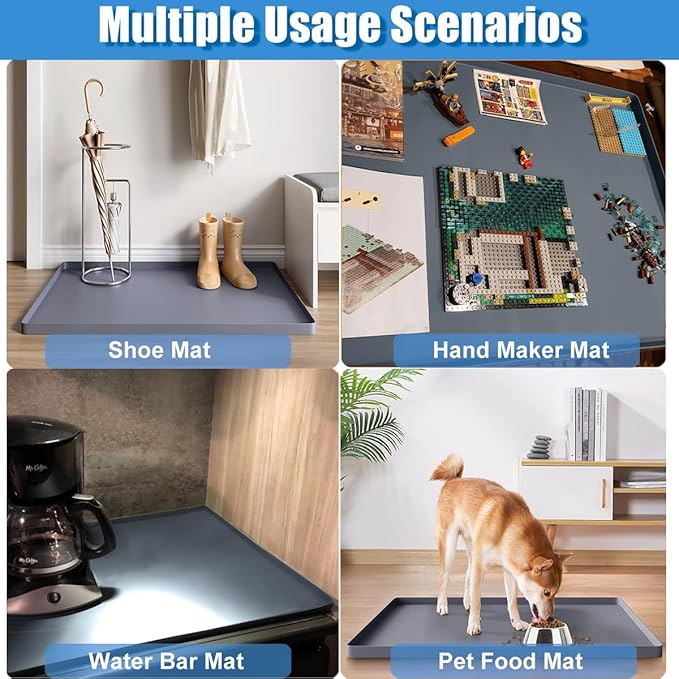 Oil Spill Mat Oil Drip Pan Under Car, Garage Floor Mat Drip Tray, Soft Silicone Pad With Raised Edge, Liquid Drain Pan Catcher Automotive Tray, Driveway Pad For Liquid Leaks Non-Slip No Splatter 34x22