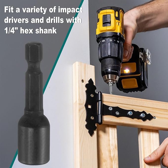 uxcell 2Pcs 1/4" Hex Shank 9mm Magnetic Hex Socket 48mm Length, CR-V Steel Quick-Release Impact Driver Socket Wrench Screw for Impact Drill Power Nut Setter