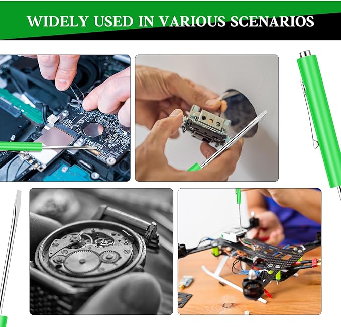 60 Pieces Pocket Screwdriver Mini Tops and Pocket Clips Magnetic Slotted Small Screw Driver with a Single Blade Head for Mechanical, Electrician(Green)