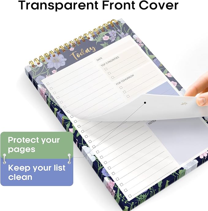 Taja To Do List Notepad, Undated Daily Planner for Work and Goal Setting | Blue Meadow, 52 Sheets, 9.8" x 6.5" , for Office, Home and school, Daily Task Planning, Notes and Everyday Organization