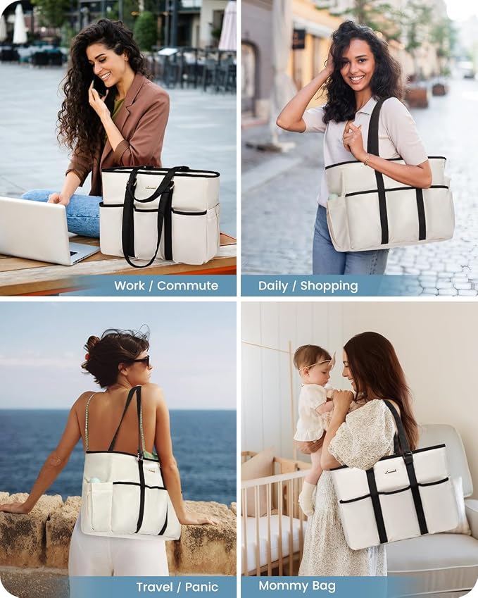 LOVEVOOK Work Tote Bag for Women, 15.6 inch Laptop Bag for Women, Teacher Tote Bag Nurse Bag, Utility Tote For Work/Travel/College/Daily, Professional Computer Purse Large Handbag With Multi Pocket