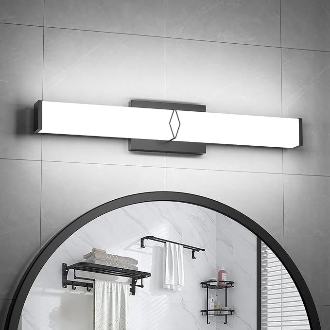 Bathroom Light Fixtures,Modern Bathroom Vanity Light,24.6inch Dimmable 25W 2700lm Black LED Vanity Lights Bar Over Mirror,5700K LED Lighting Fixture,ETL Certified