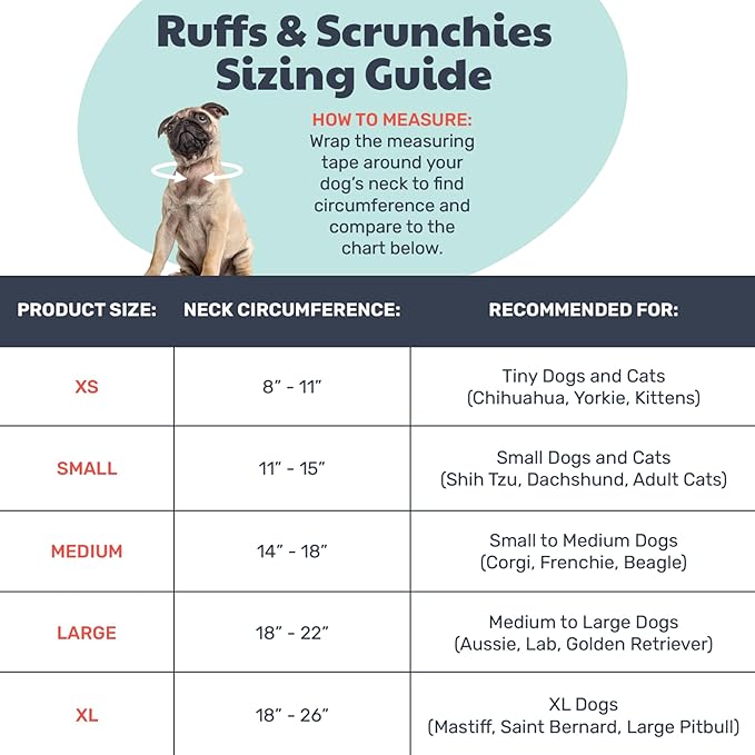 Huxley & Kent Ruff Pet Scrunchy | Buffalo Check (Medium) | Festive Christmas/Holiday Neckwear for Dogs/Cats | Fun Stretchable Costume Accessory | Soft Collar with Bells