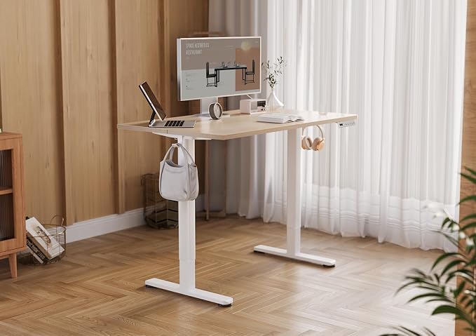 YDN 55 x 24 Inch Nature Electric Standing Desk | Adjustable Height, Sit Stand, Cable Management, Ergonomic, Home Office