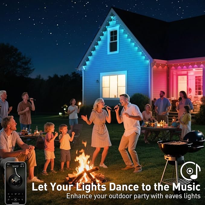 150FT Permanent Outdoor Lights, Smart RGB Eaves Lights with App/Remote Control, LED IP67 Waterproof Outdoor Lighting for Halloween Christmas Holidays Daily Party House Roof Lighting
