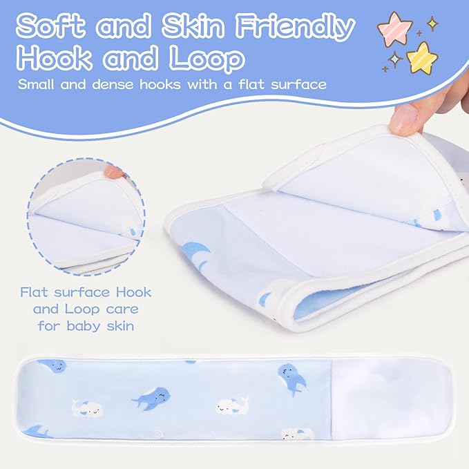 4Pcs Baby Infant Umbilical Cord Belly Bands Cartoon Cotton Soft Baby Belly Belt, Adjustable Newborn Belly Button Wrap, Baby Tummy Wrap for Protection, Baby Gifts for 0 to 12 Months(Whale)