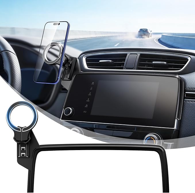 Car Phone Holder for Honda CRV 2017 2018 2019 2020 2021 2022: Magnetic Screen Cell Phone Mount for CR-V 5/7 Inch Touchscreen Accessories - 360�� Rotation Compatible with MagSafe for iPhone Samsung