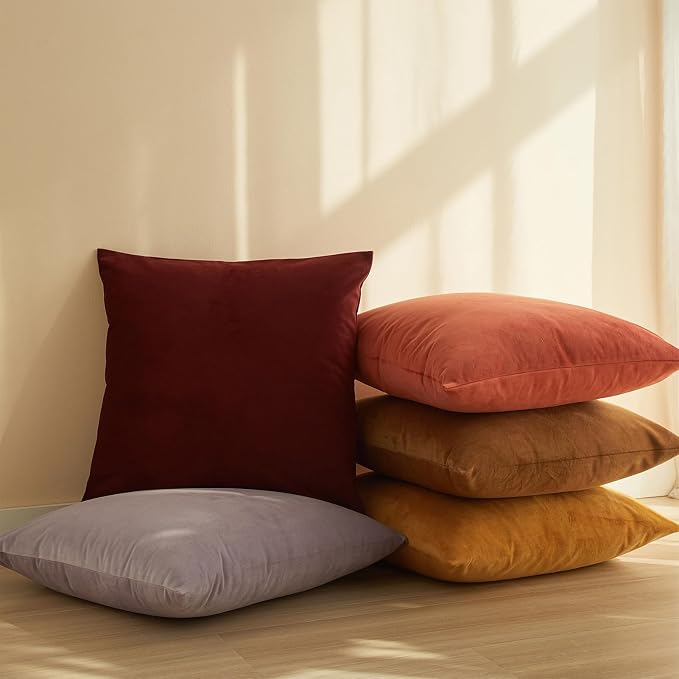 16x24 Pillow Covers Set of 2 Decorative Velvet Throw Pillow Covers,Lilac | Luxury Soft Cushion Covers with Invisible Zipper for Couch Sofa Bed Living Room Bedroom Home Decor