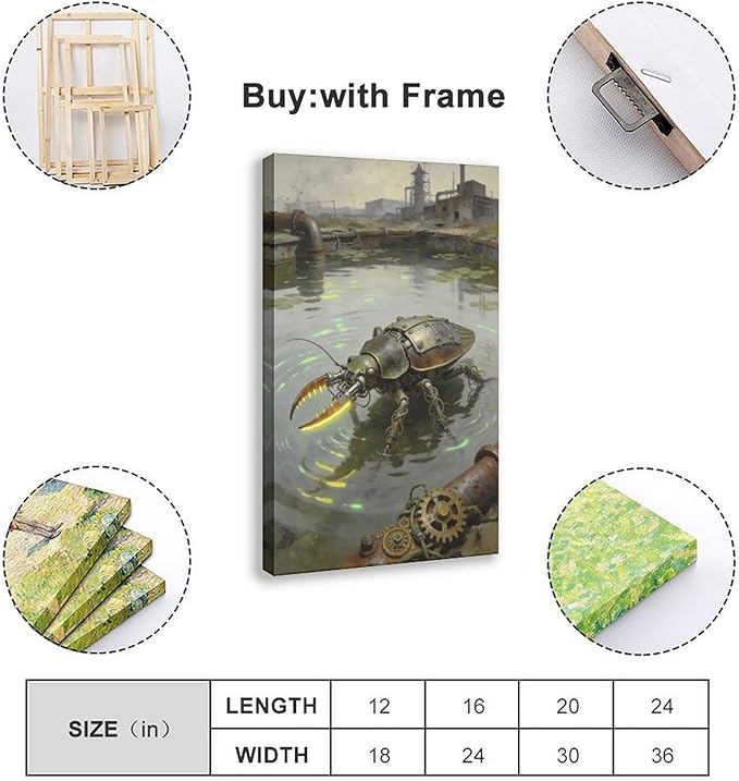 Framed Industrial Fantasy Wall Art for Living Room TV Wall Post Apocalyptic Style Home Decor 16x24inch(40x60cm)