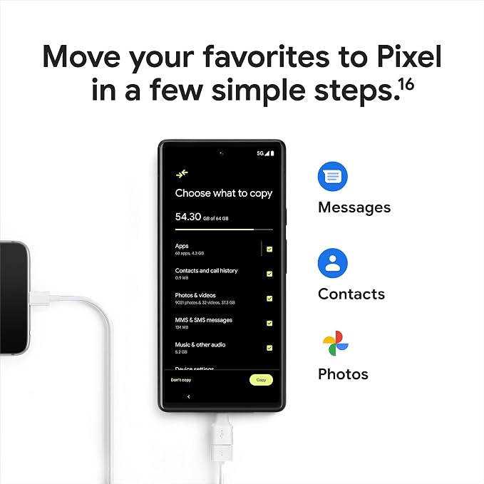 Google Pixel 6 ��� 5G Android Phone - Unlocked Smartphone with Wide and Ultrawide Lens - 256GB - Stormy Black