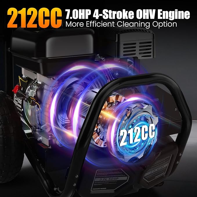 4200PSI Pres*Sure Washer Cleaner 4.0GPM Gas Po*wer Washer 212CC Gas Powered Washing Machine Commercial High Washer Cleaner with 32ft Hose&5 Nozzles for Patio Garden Yard Vehicle,EPA/CARB/ETL