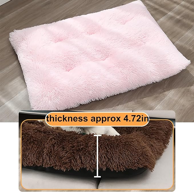 Dog Crate Mat, Dog Bed for Large Dogs, Comfy Fluffy Kennel Pad Anti-Slip for Dog beds & Furniture, Quilted Dog Bed for Pets for Medium/Small Dogs Cats (Color : Pink, Size : 43x29)