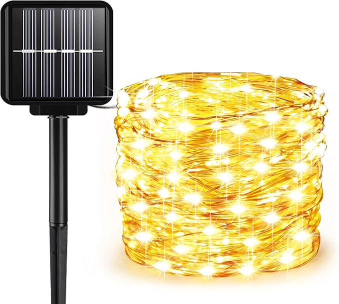 ALENEY Solar String Lights Outdoor, 99 Feet 300 LEDs 8 Modes Solar Fairy Lights for Outside, Waterproof Outdoor Light for Patio Yard Christmas Tree Halloween Wedding Party Decorations, Warm White