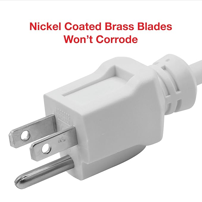 Clear Power 15 ft (2-Pack) Indoor/Outdoor Extension Cord 16/3 SJTW, White, Water, Weather Resistant & Flame Retardant, 3 Prong Grounded Plug, CP10206X2