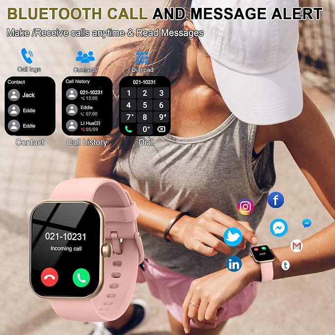 Smart Watch for Women (Answer/Make Call), 1.96"HD Smartwatch with Heart Rate/Sleep Monitor/Pedometer, 113+ Sports Modes, 2026 New Fitness Watch IP68 Waterproof, Activity Tracker for Android iOS-Pink