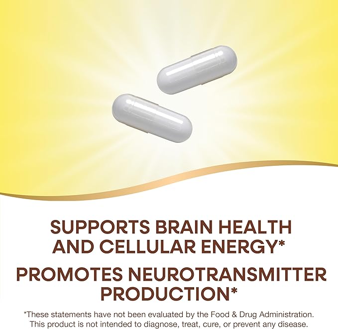 Nature's Way Choline & Inositol, Supports Brain Health & Cellular Energy*, 500 mg Choline & 500 mg Inositol per 2-capsule serving, Gluten Free, 100 Capsules (Packaging May Vary)