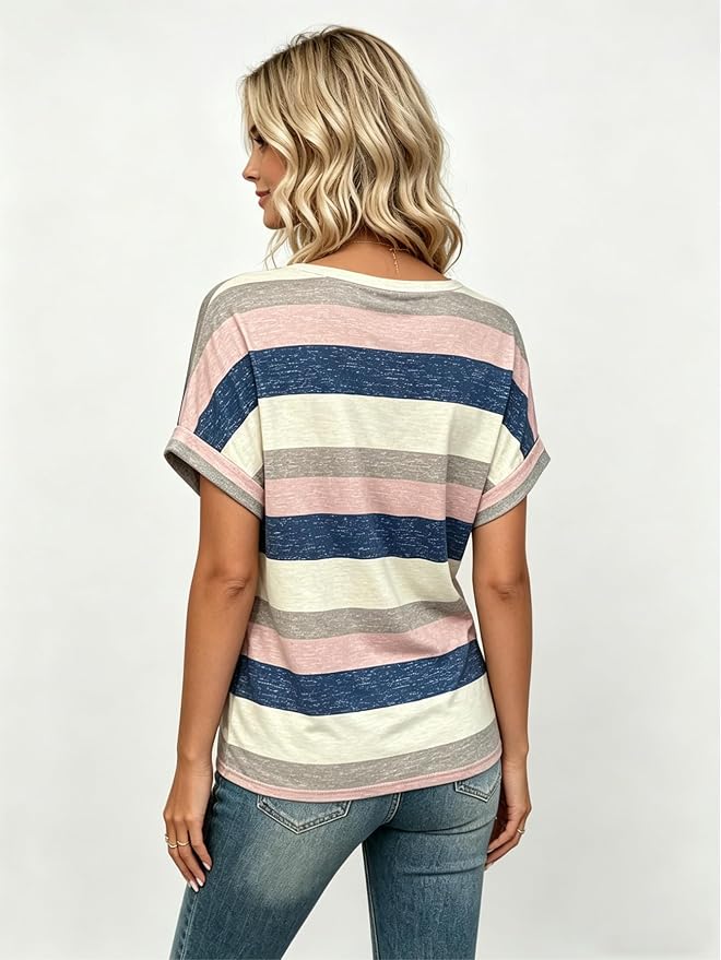 T Shirts Short Sleeve V Neck Tees Womens Tops Beach Vacation Fashion Clothes 2026 Casual Summer Spring Fall Outfits