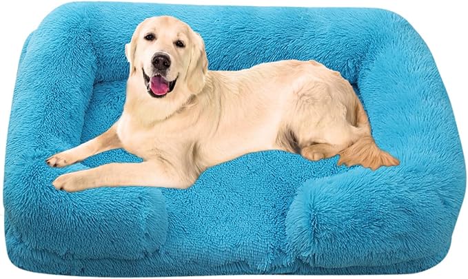 Dog Beds Large Sized dog Orthopedic, Sofa Dog Bed with Waterproof Lining and Nonskid Bottom, Rectangle Washable Dog Bed for Medium Small Dogs and Cats Comfortable ( Color : Blue , Size : 17 x 15" )
