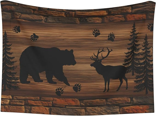 Cabin Throw Blanket - Moose Bear Blanket for Dog Cat Retro Pet Blankets 23x16 for Couch Sofa Bed