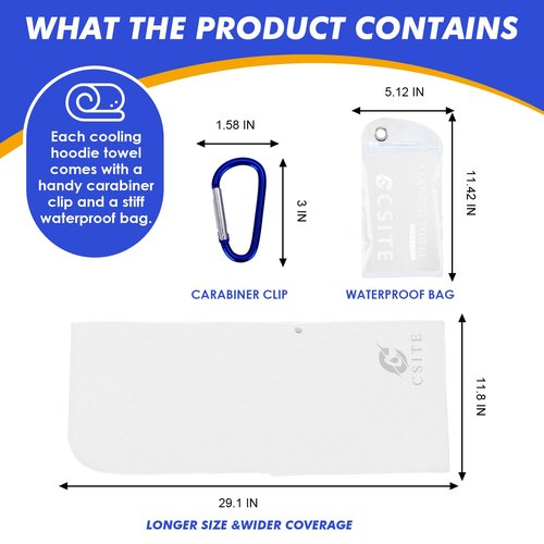 CSITE 3 Pack Cooling Hoodie Towels for Neck and Face, UPF 50 Sun Protection & Instant Cooling, Ice Towels for Hot Weather, Soft Breathable Towel for Sport, Work Out, Gym, Camping & More Activities