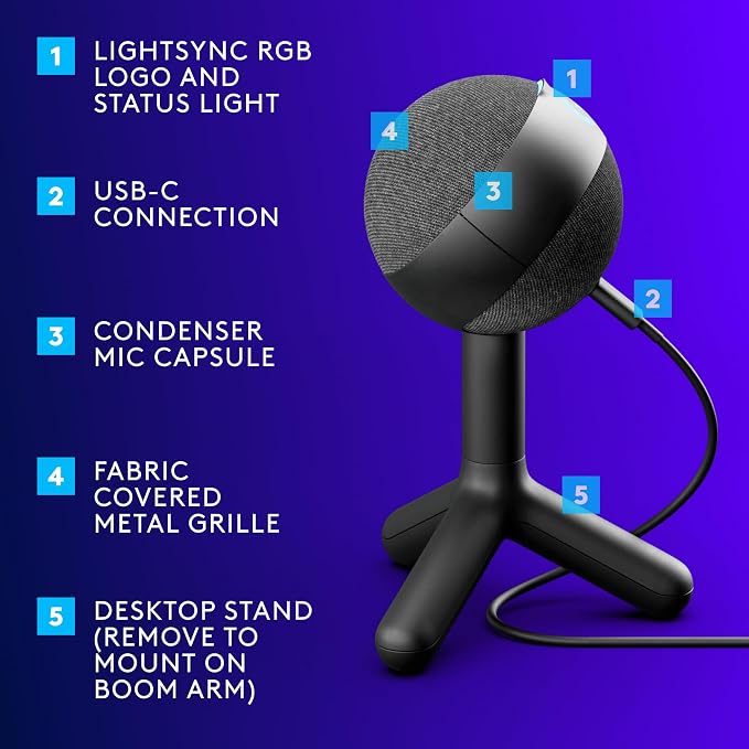 Logitech G305 Lightspeed Wireless Gaming Mouse, Blue + Yeti Orb RGB Gaming Microphone with LIGHTSYNC, USB Mic for Streaming