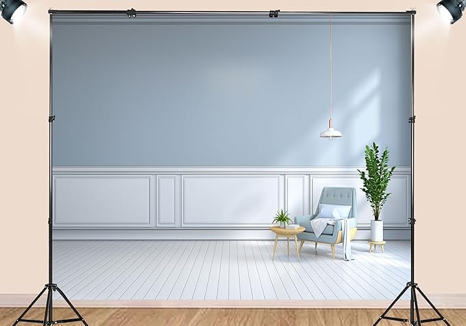 12X8ft Fabric Modern Living Room Sofa Backdrop Smart Home Control Center Interior Apartment Luxury House Background Nordic Style Party Decorations Voice Activated Scene Live Video Zoom Calls Props