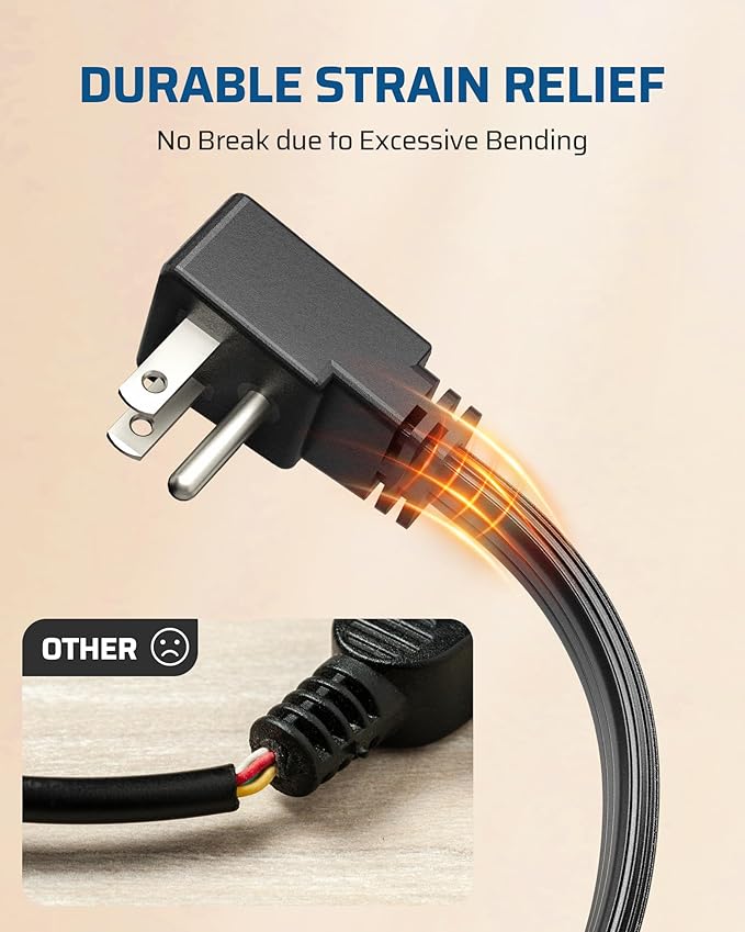 DEWENWILS 6FT Flat Plug Extension Cord with 3-Prong Flat Plug, 15A/1875W 14/3 SPT-3 Flat Wire, Space Saving for Home Office Appliances & Electronics, ETL Listed, 2 Pack, Black