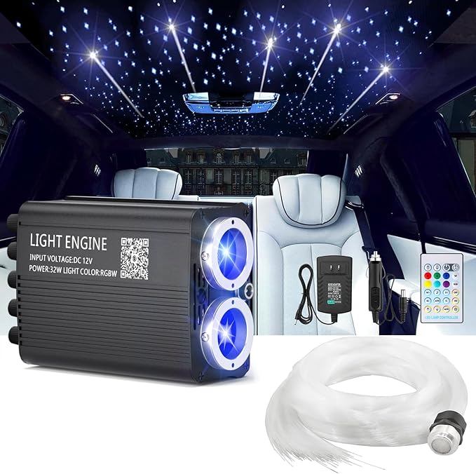 VASTFIRE Starlight Headliner Kit – 1300pcs Twinkle Meteor Fiber Optic Star Lights for Car, Bluetooth APP & Remote Control, RGBW Color Changing, DIY Interior Roof Ceiling Light, Sound Sync LED Kit