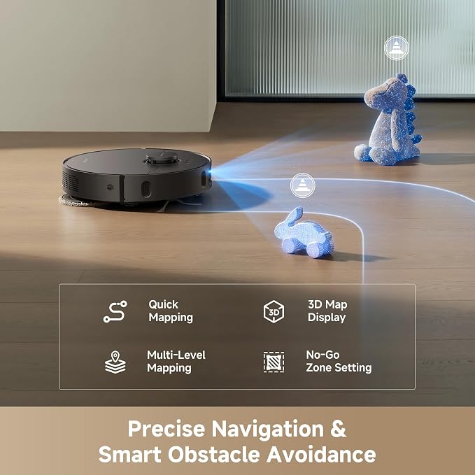 dreame D30 Ultra Robot Vacuum and Mop, All-in-One Base Station | 25,000Pa Powerful Suction, 100-Days Auto-Empty, MopExtend Tech for Edge Cleaning, Smart Obstacle Avoidance, Black