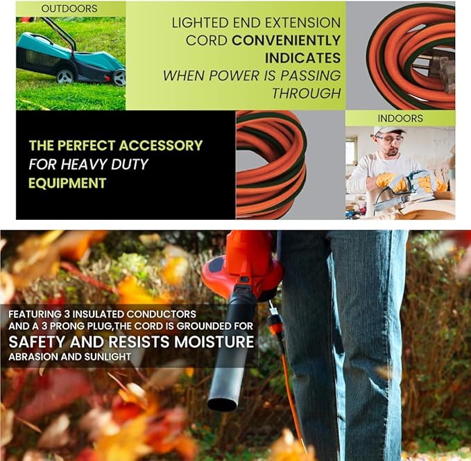 Power By GoGreen Go Green Power Inc. 16/3 50-Foot Outdoor Extension Cord - Heavy-Duty, Weatherproof, GG-13750