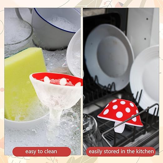 Silicone Mushroom Funnel, Small Kitchen Funnels for Filling Small Bottles, Collapsible Kitchen Funnel Set with 2 Cleaning Brushes, Funny Kitchen Gadgets Valentine Gifts for Women Stocking Stuffers