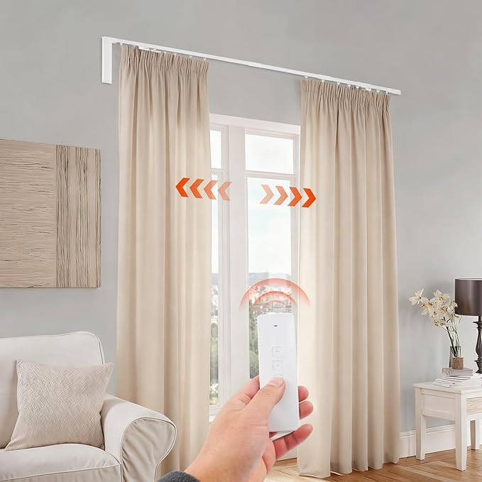 Electric Curtain Track, Retractable Motorized Curtains Rod within 7.2ft, Automatic Curtain Opener w/Smart/Manual Control, Smart Curtains System for I-Rrail and U-Rail (Within 7.2ft)