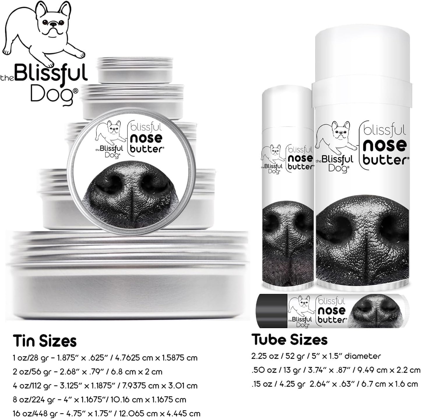 The Blissful Dog Dogue De Bordeaux Nose Butter, Versatile Dog Nose Balm for Dry Nose, Handcrafted Nose Moisturizer, Easy-to-Apply Dog Essentials, Unscented, 8 oz.