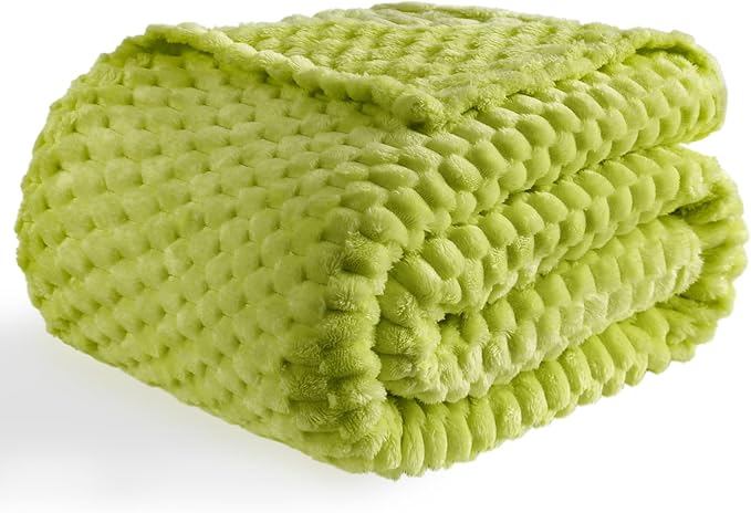 Bnuitland Fruit Green Flannel Throw Blanket (50X70 inches), 300 GSM Fleece Cozy Warm Soft Home Decor Lightweight Bed Sofa Blanket for Adults, Suitable for All Seasons.