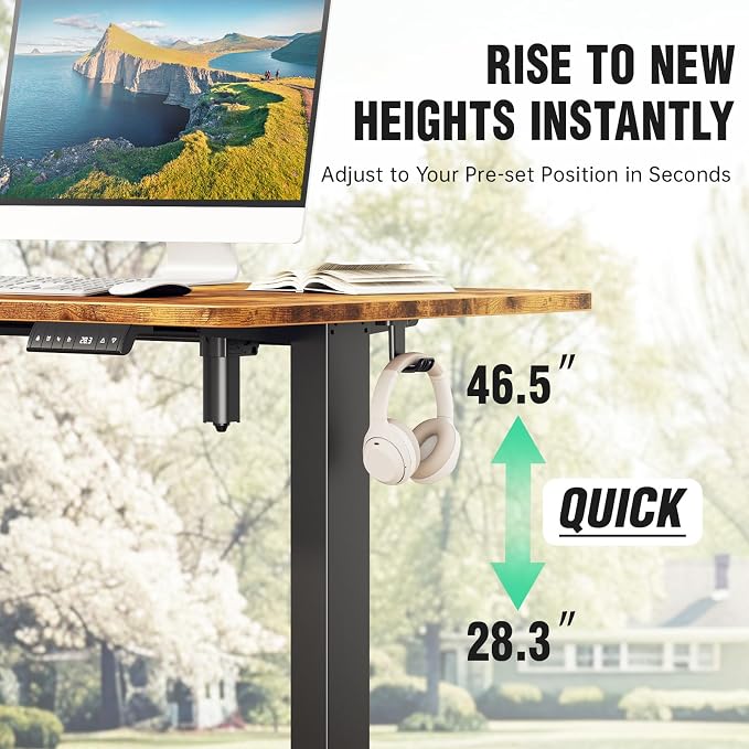 Veken Standing Desk, Brown, 47.2×23.6 Inch | Height Adjustable Sit Stand Up Computer Tables for Home Office, Study , Writing, Suit students, employees and group work