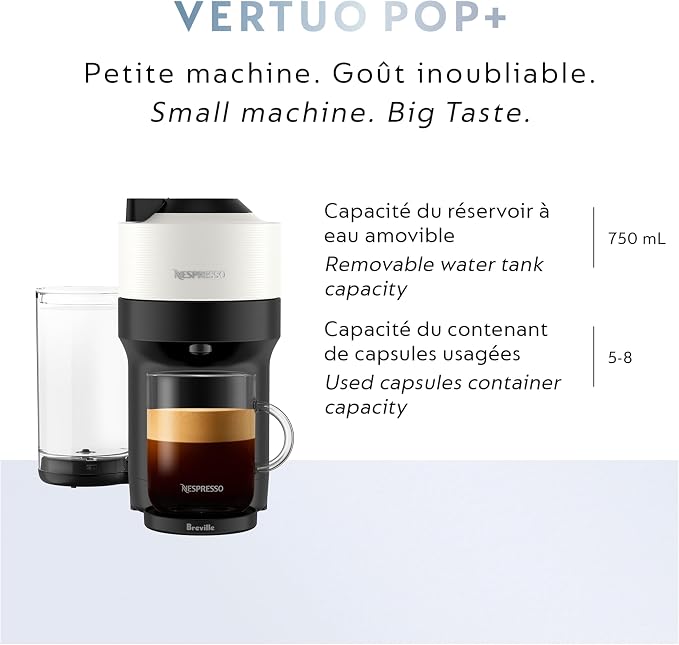 Nespresso Vertuo Pop+ Coffee and Espresso Maker by Breville, Coconut White