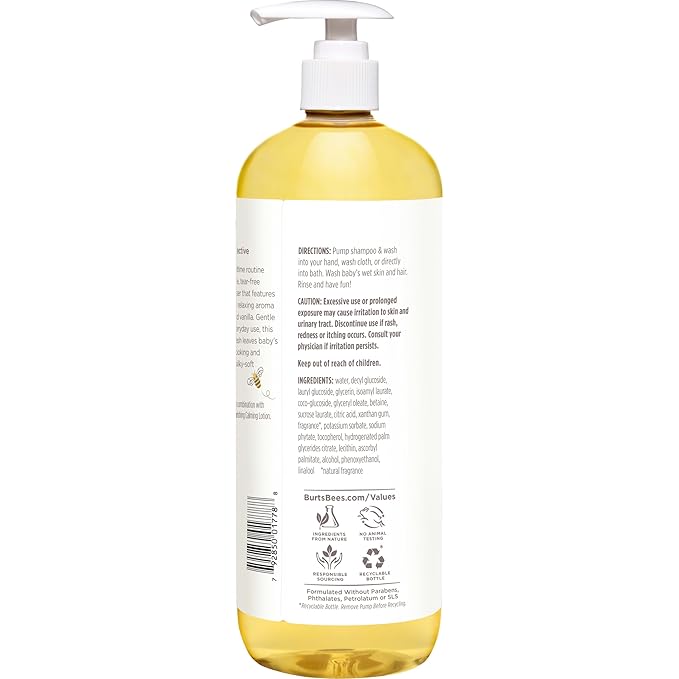 Burt's Bees Baby Shampoo and Body Wash with Lavender, Calming Tear Free Baby Soap, 98% Natural Origin, 21 Fl Oz