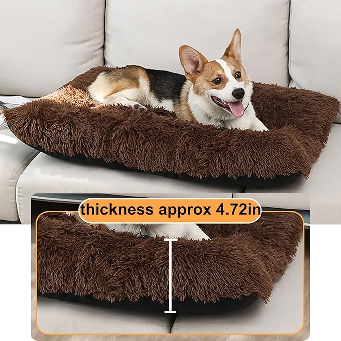 Dog Crate Mat, Dog Bed for Large Dogs, Comfy Fluffy Kennel Pad Anti-Slip for Dog beds & Furniture, Quilted Dog Bed for Pets for Medium/Small Dogs Cats (Color : Coffee, Size : 20x14.9)