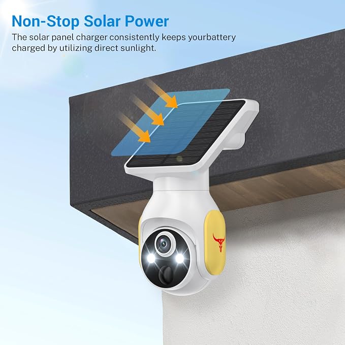 1080p Security Camera Wireless with Solar Panel, AI Human Detection, 2-Way Audio, Color Night Vision, Cloud Storage (Sold Separately), Indoor/Outdoor Surveillance Bullet Cam