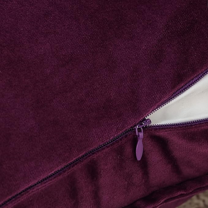 Velvet Purple Throw Pillow Covers 16”x16”Pack of 2 Soft Decorative | Square Cushion Covers for Couch Sofa Bed Livingroom Car Home Decor,40x40Cm