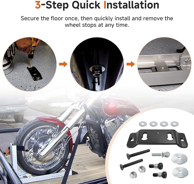 TK-3000 Trailer-Stop Adapter Kit, Compatible with Condor Pit-Stop/Trailer-Stop Wheel Chocks, Quick-Connect Floor Mount Bracket for PS-1500, CHCK-1500, 910-331, Heavy-Duty Steel Base