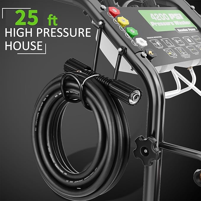 4200PSI Pressure Washer 4.0GPM Gas Power Washer 196CC Gas Powered Washing Machine Commercial High Pressure Washer with 25ft Hose&5 Nozzles for Patio Garden Yard Vehicle,EPA/CARB/ETL