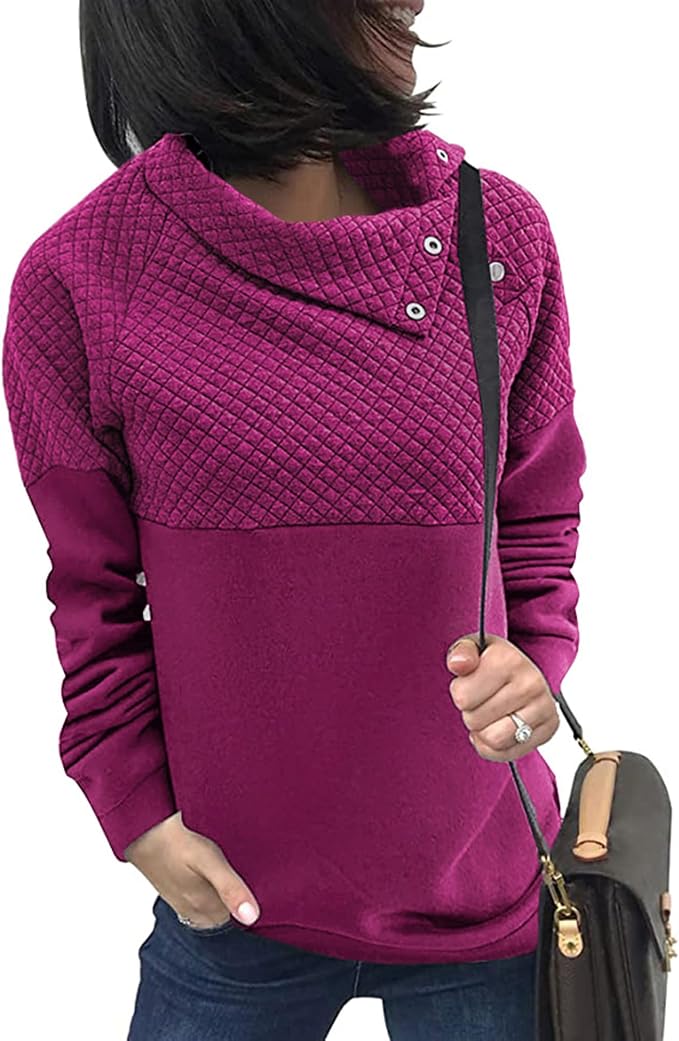 BTFBM Women Fashion Quilted Pattern Lightweight Zipper Long Sleeve Plain Casual Ladies Sweatshirts Pullovers Shirts Tops