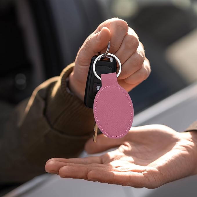 LaserGram Oval Keychain, Golf Ball, Personalized Engraving Included (Pink)