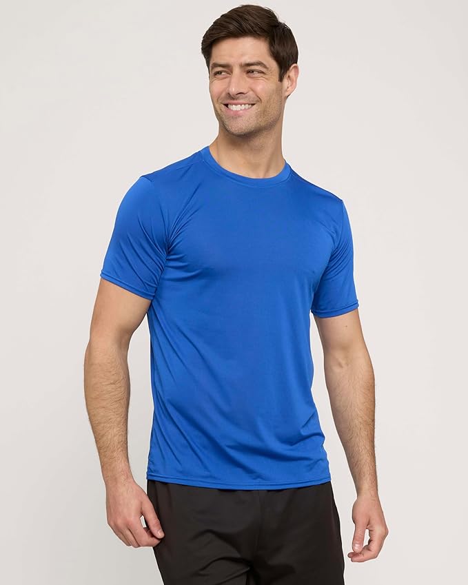 5 Pack Men's Dry Fit Short Sleeve T-Shirt Gym Workout Athletic Running Tee | Cooling, Moisture-Wicking, Crew Neck, Quick-Dry, Breathable, Active, Exercise, Fitness, Basketball, Cycling, Hiking, Tennis