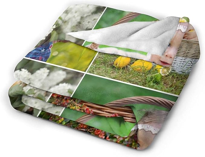 QETXVI Custom Blanket with Photos Text Customized Blanket Personalized Flannel Throw Blankets for Adult Kid Birthday Christmas Halloween Fathers Mothers Valentines Gift - 50"x 60"