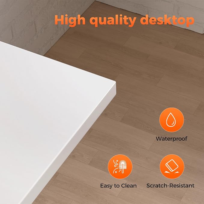 Mericonia 39x20 Inch Computer Desk with Wheels, Small Simple Rolling Desk | Writing Table for Home Office Bedroom Work Study, White